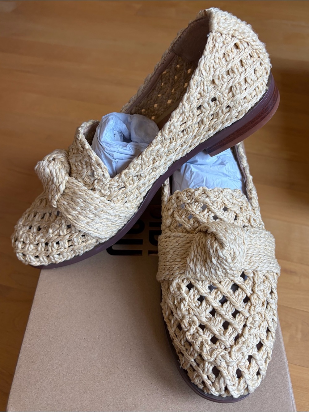 Anthropologie Bibi Lou Raffia Loafers Size 37